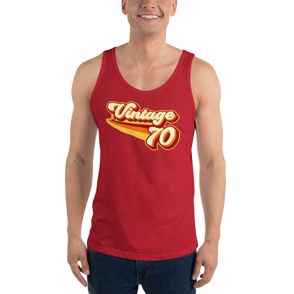Vintage 1970 Warm Retro Lines Unisex Tank Top