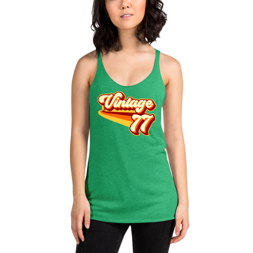 Vintage 1977 Warm Retro Lines Women's Racerback Tank