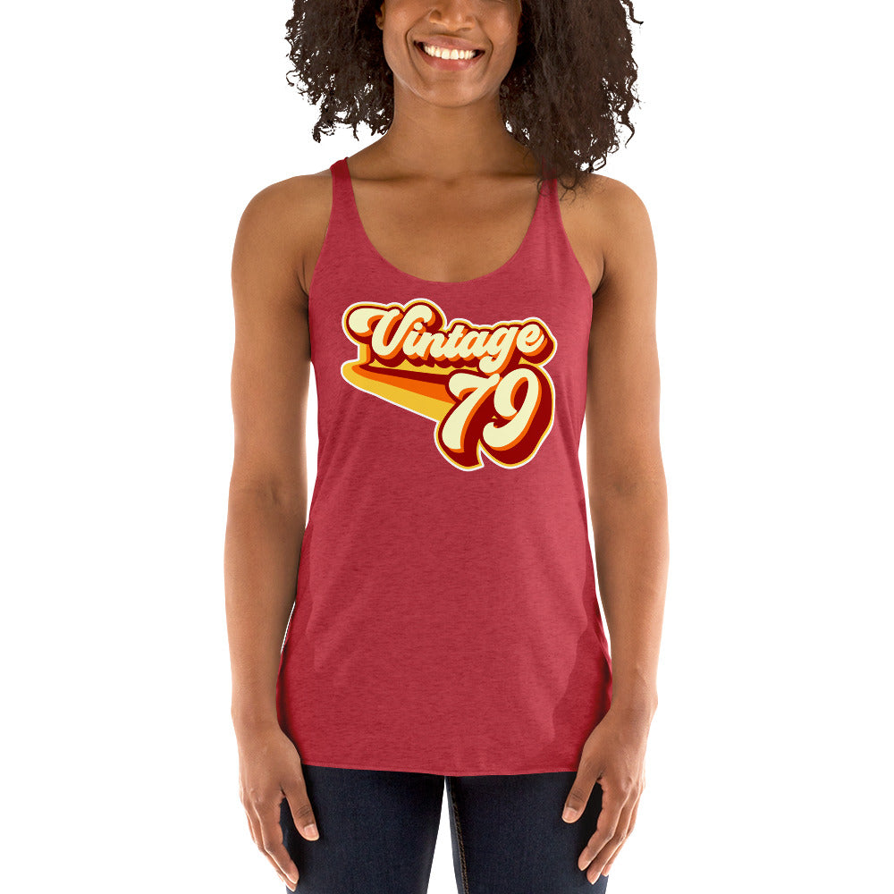 Vintage 1979 Warm Retro Lines Women's Racerback Tank