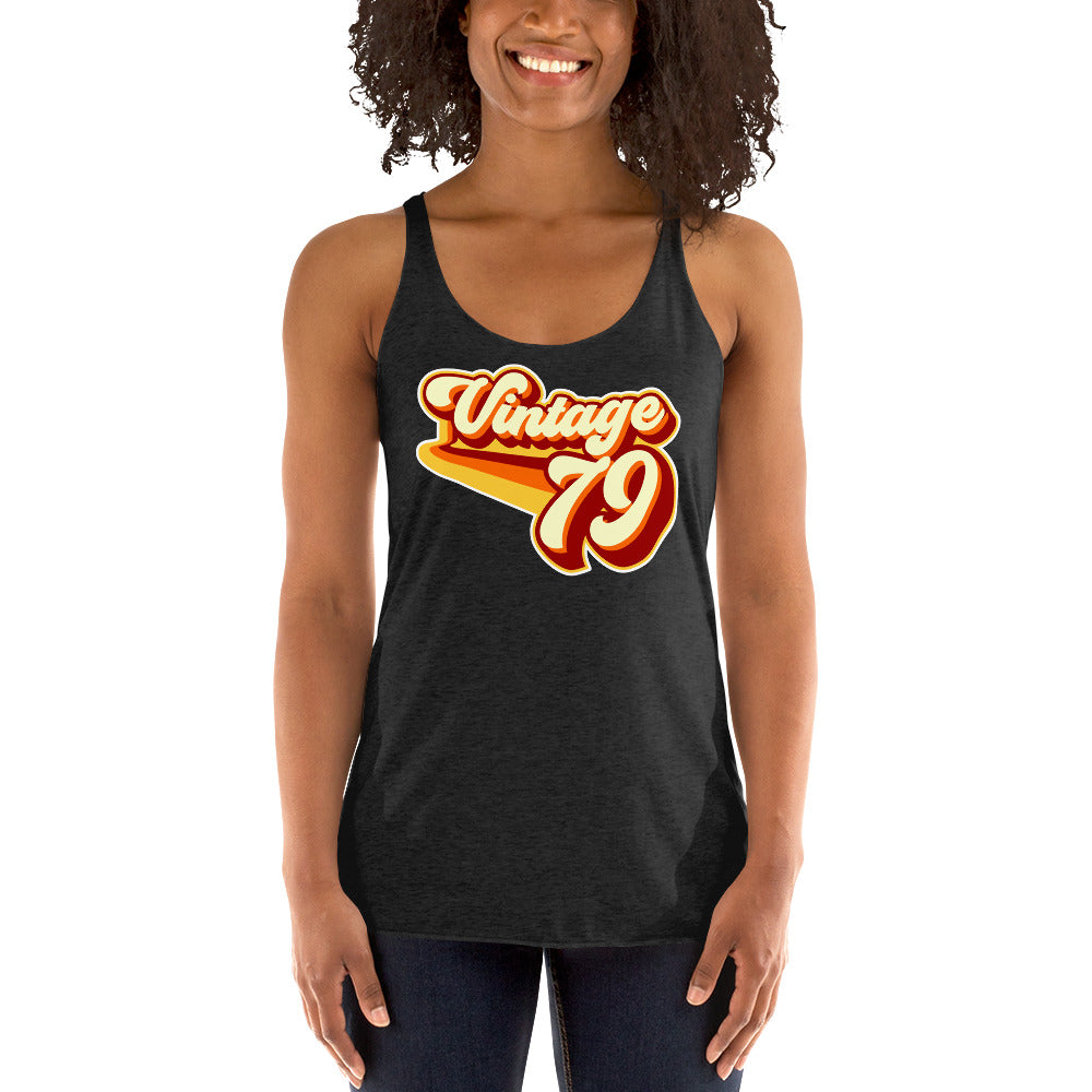 Vintage 1979 Warm Retro Lines Women's Racerback Tank