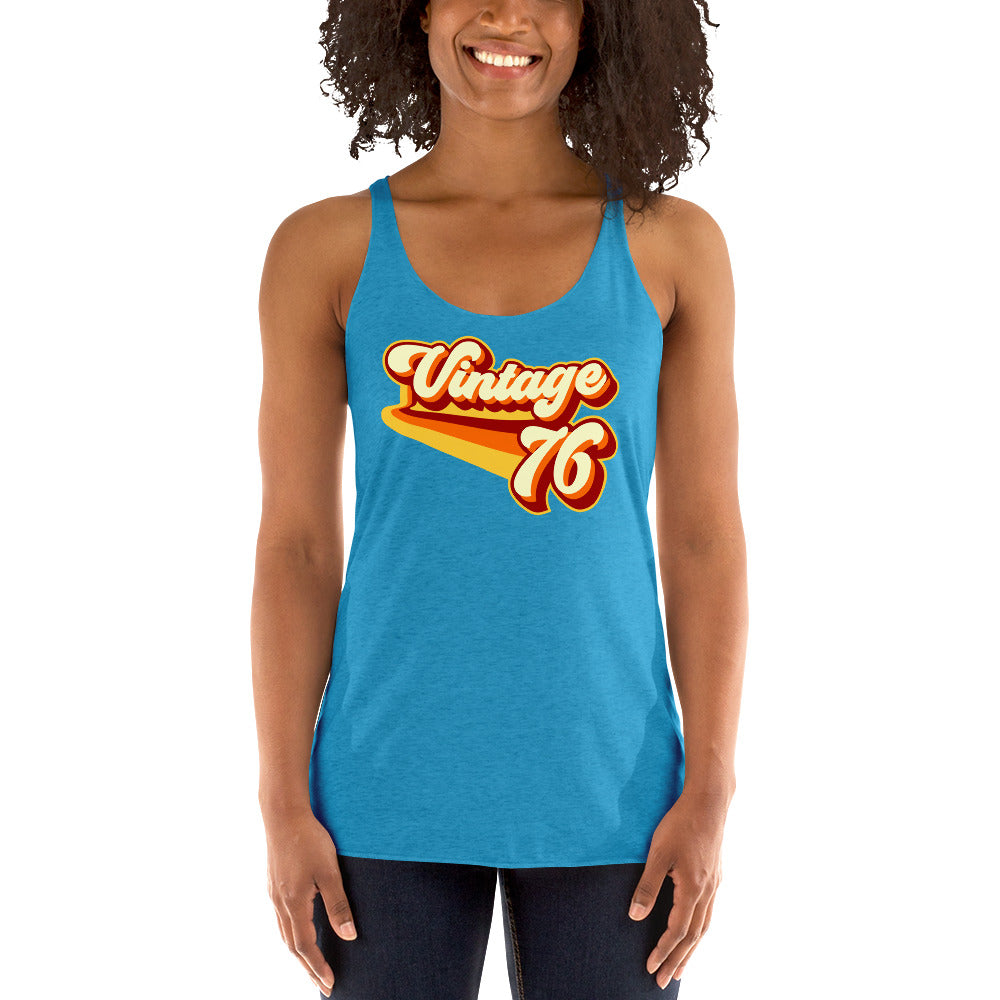 Vintage 1976 Warm Retro Lines Women's Racerback Tank