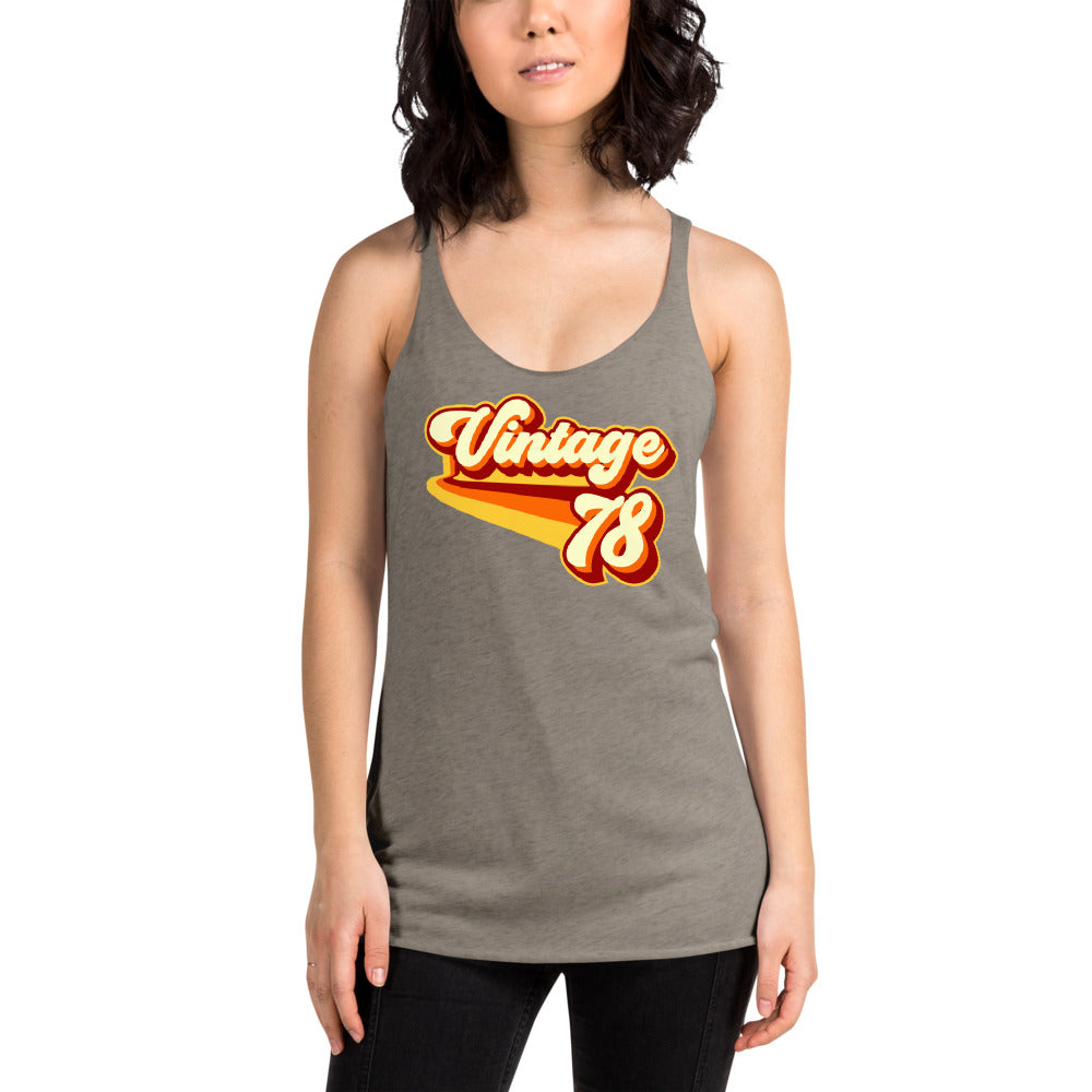 Vintage 1978 Warm Retro Lines Women's Racerback Tank