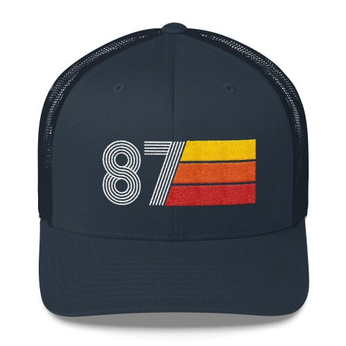 Vintage 1987 Birthday Hat Trucker Cap number 87 retro