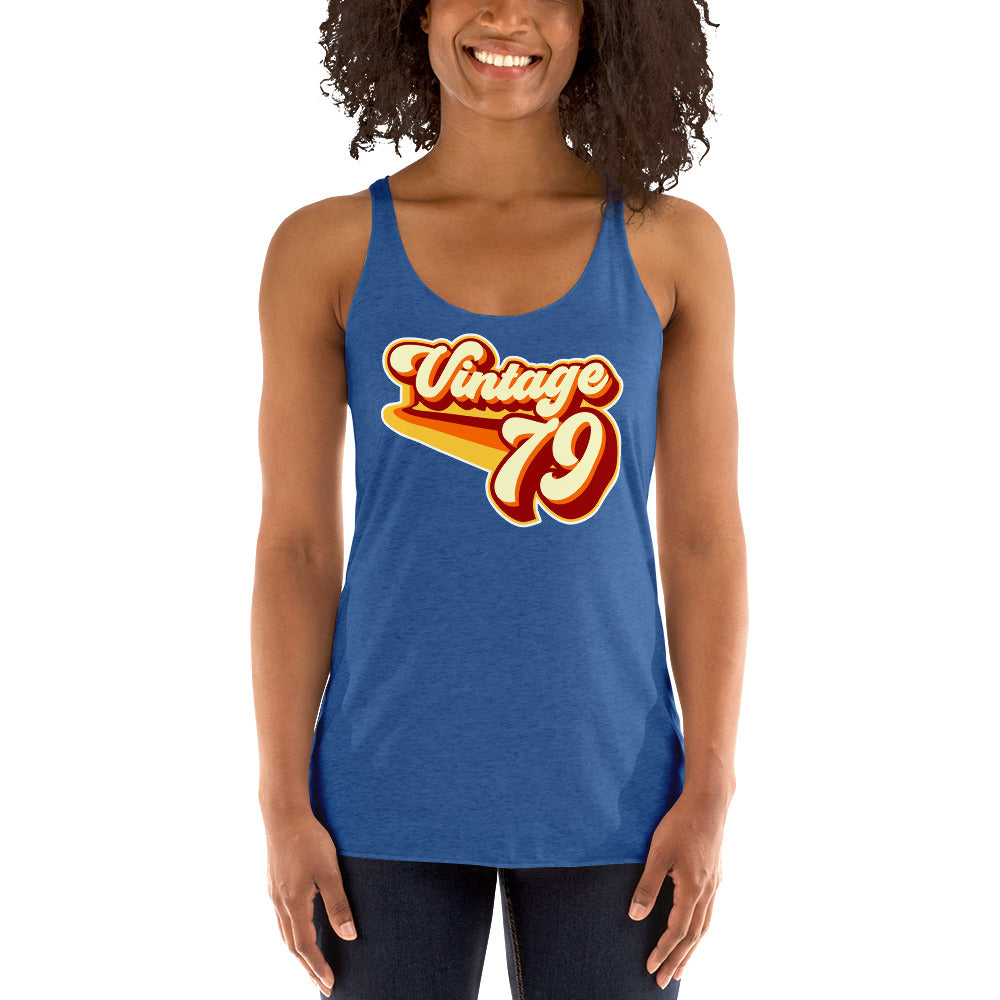 Vintage 1979 Warm Retro Lines Women's Racerback Tank
