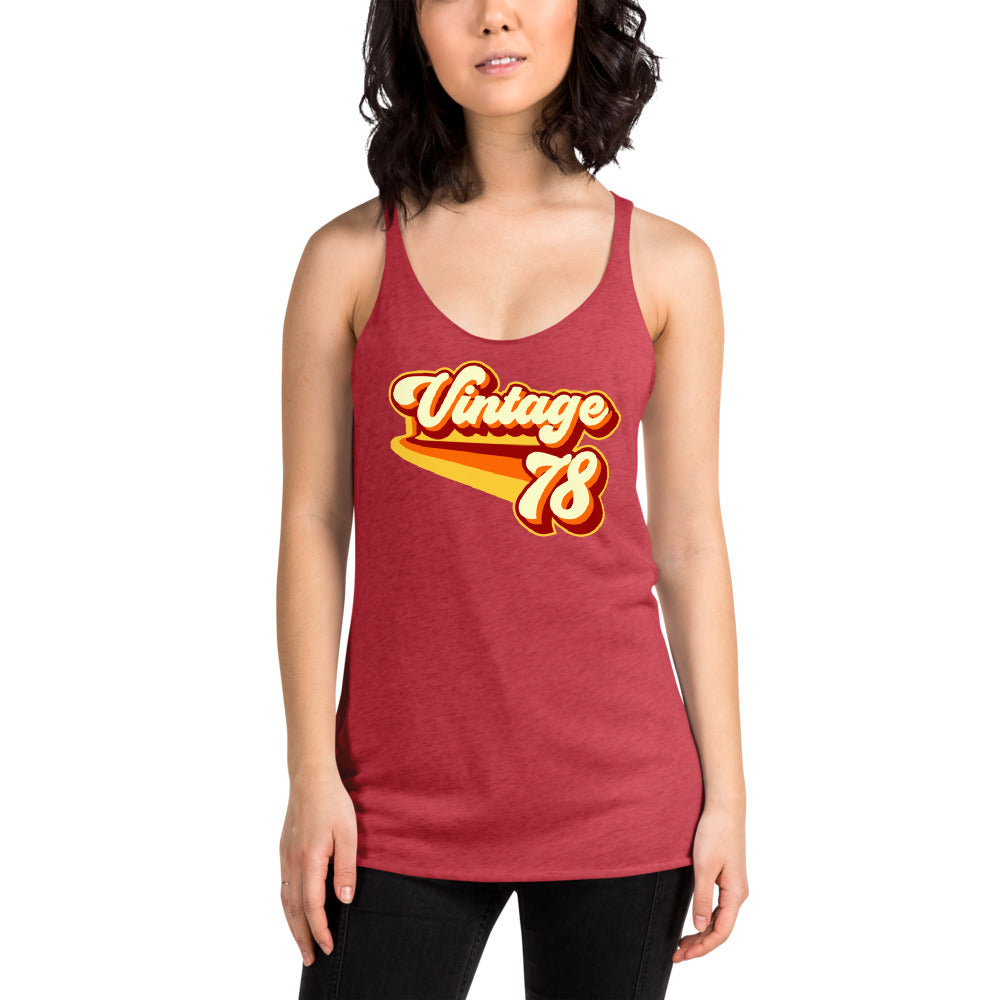 Vintage 1978 Warm Retro Lines Women's Racerback Tank