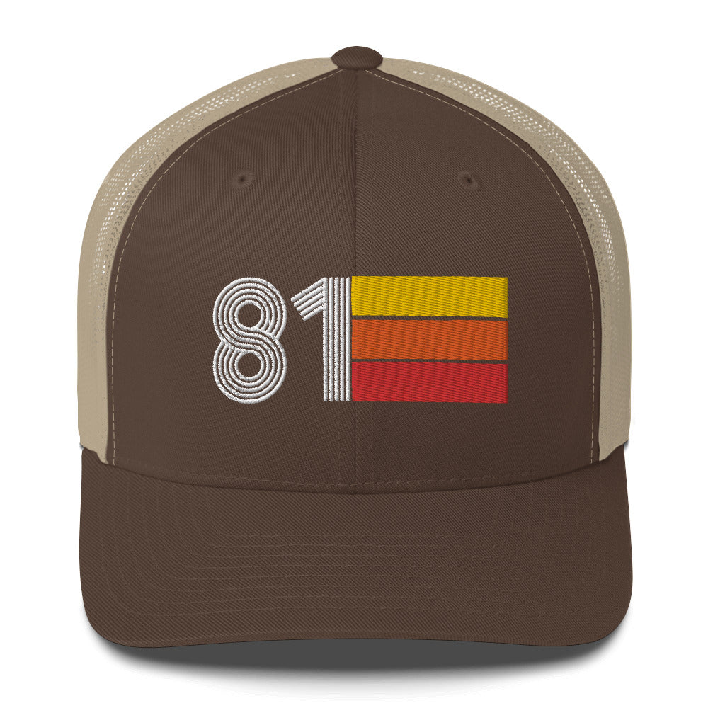 81 Number 1981 Birthday Retro Trucker Hat