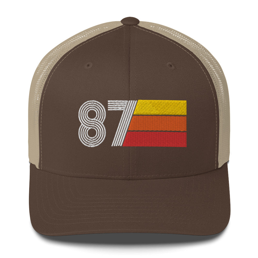 87 Number 1987 Birthday Retro Trucker Hat