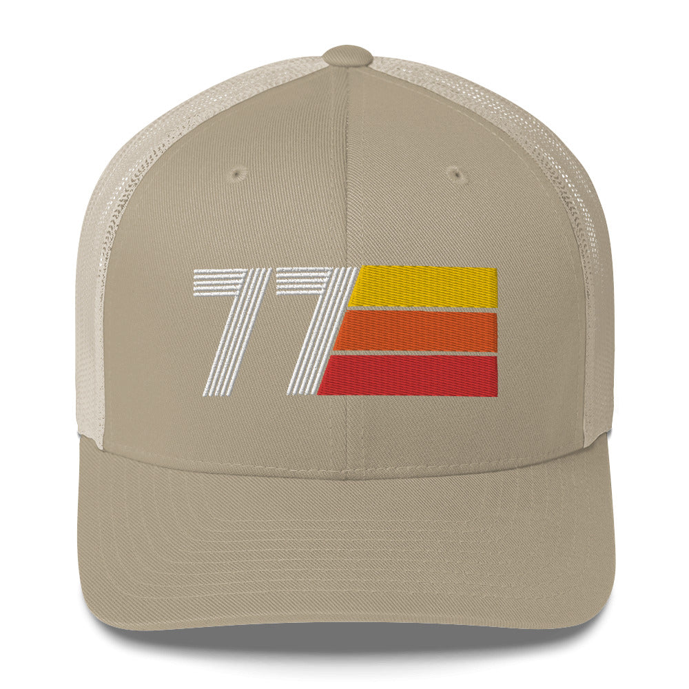 77 Number 1977 Birthday Retro Trucker Hat