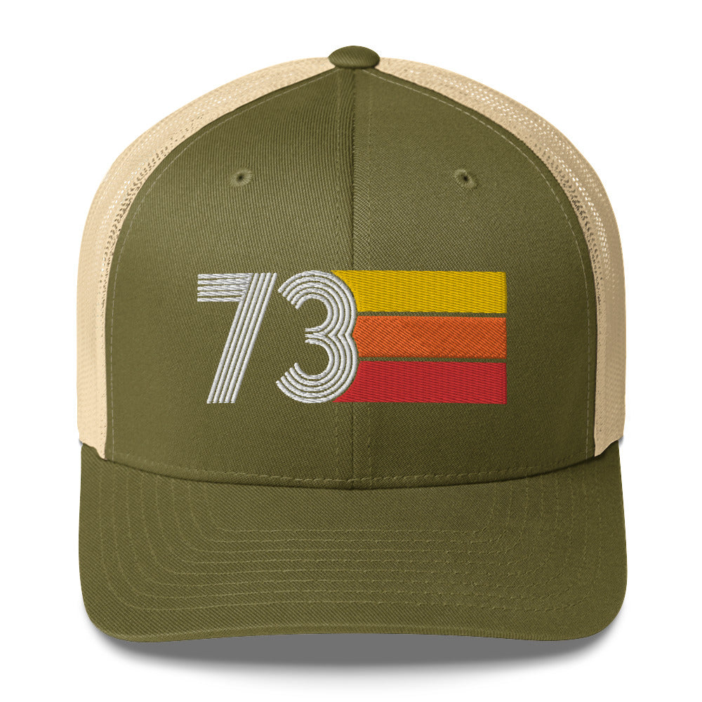 73 Number 1973 Birthday Retro Trucker Hat