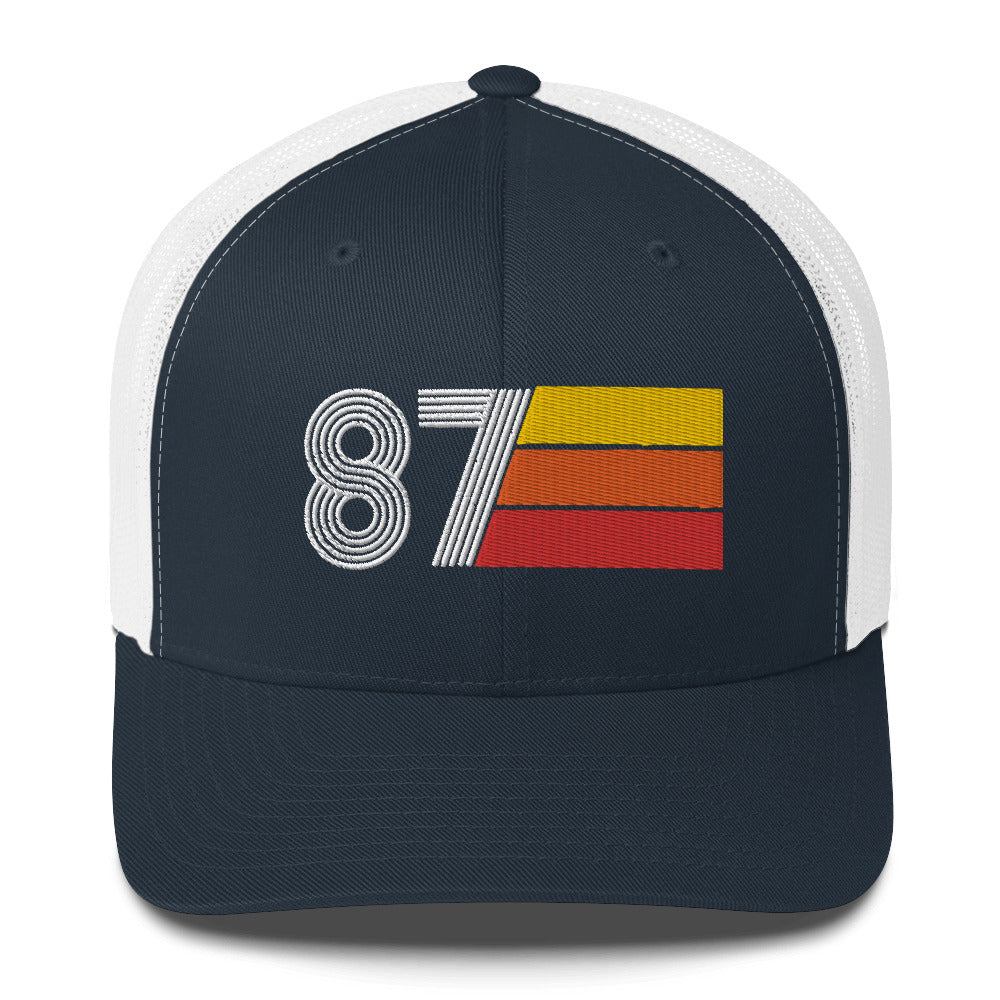 87 Number 1987 Birthday Retro Trucker Hat