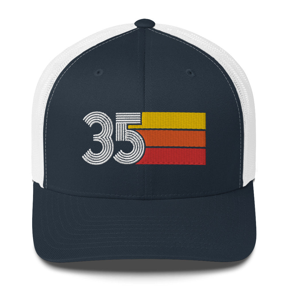 35 Number 35th Birthday Retro Men's Women's Trucker Hat