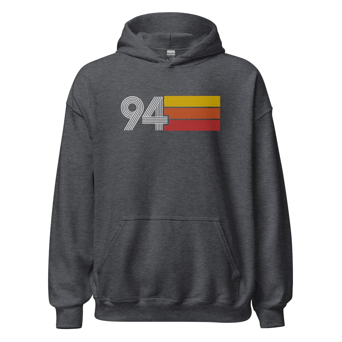 94 - Retro Tri-Line Large Embroidery Unisex Hoodie