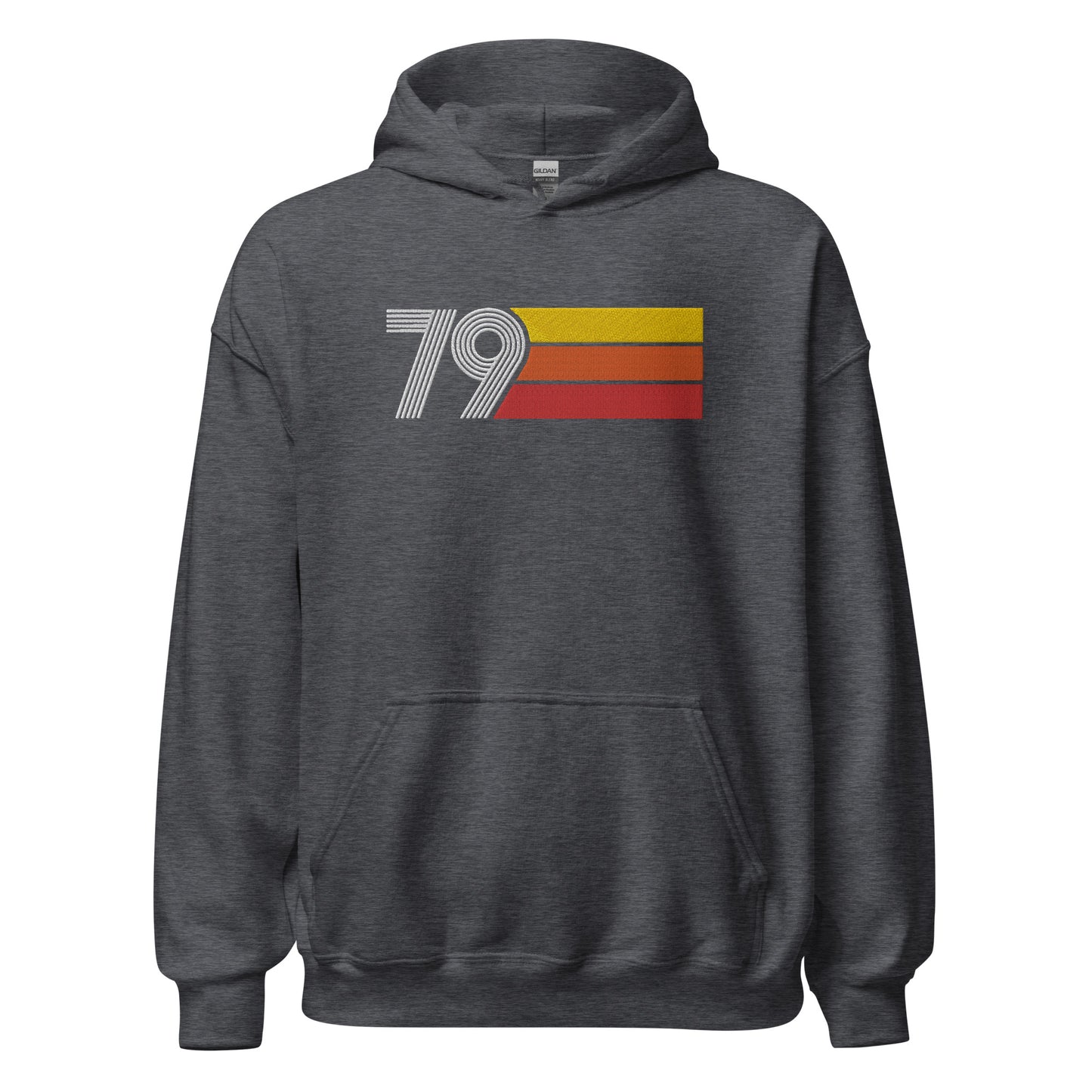 79 - Retro Tri-Line Large Embroidery Unisex Hoodie