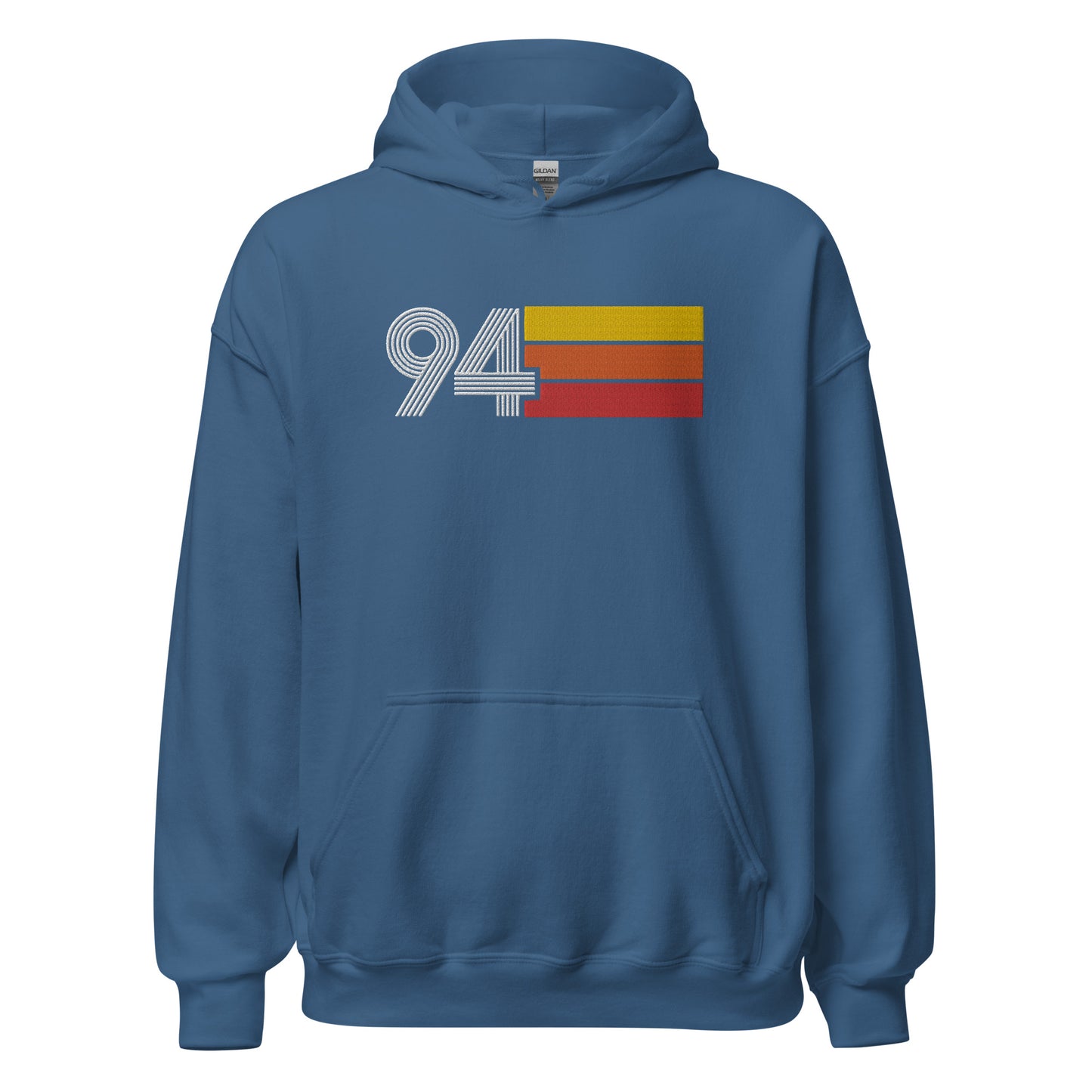 94 - Retro Tri-Line Large Embroidery Unisex Hoodie