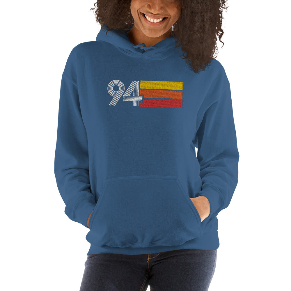 94 - Retro Tri-Line Large Embroidery Unisex Hoodie