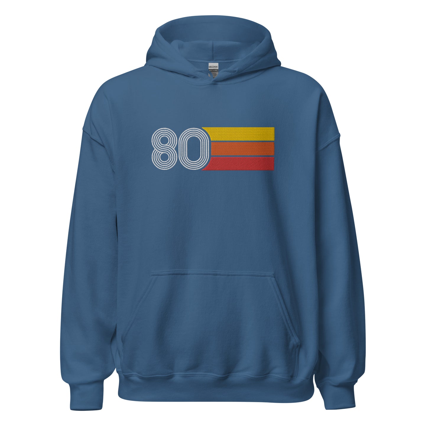 80 - Retro Tri-Line Large Embroidery Unisex Hoodie