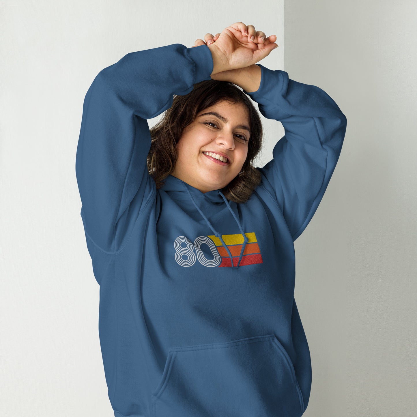80 - Retro Tri-Line Large Embroidery Unisex Hoodie