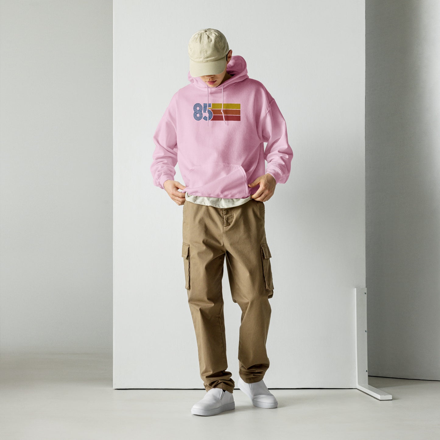 85 - Retro Tri-Line Large Embroidery Unisex Hoodie