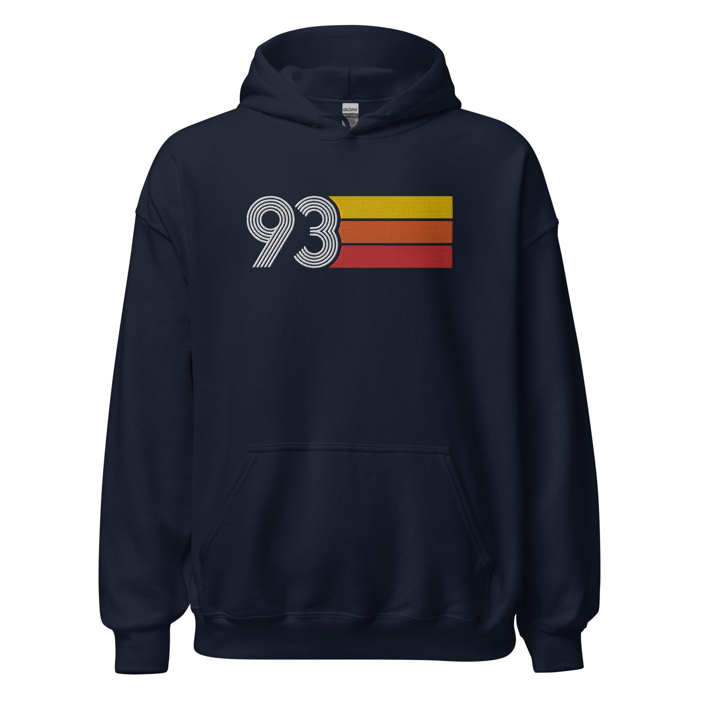 93 - Retro Tri-Line Large Embroidery Unisex Hoodie