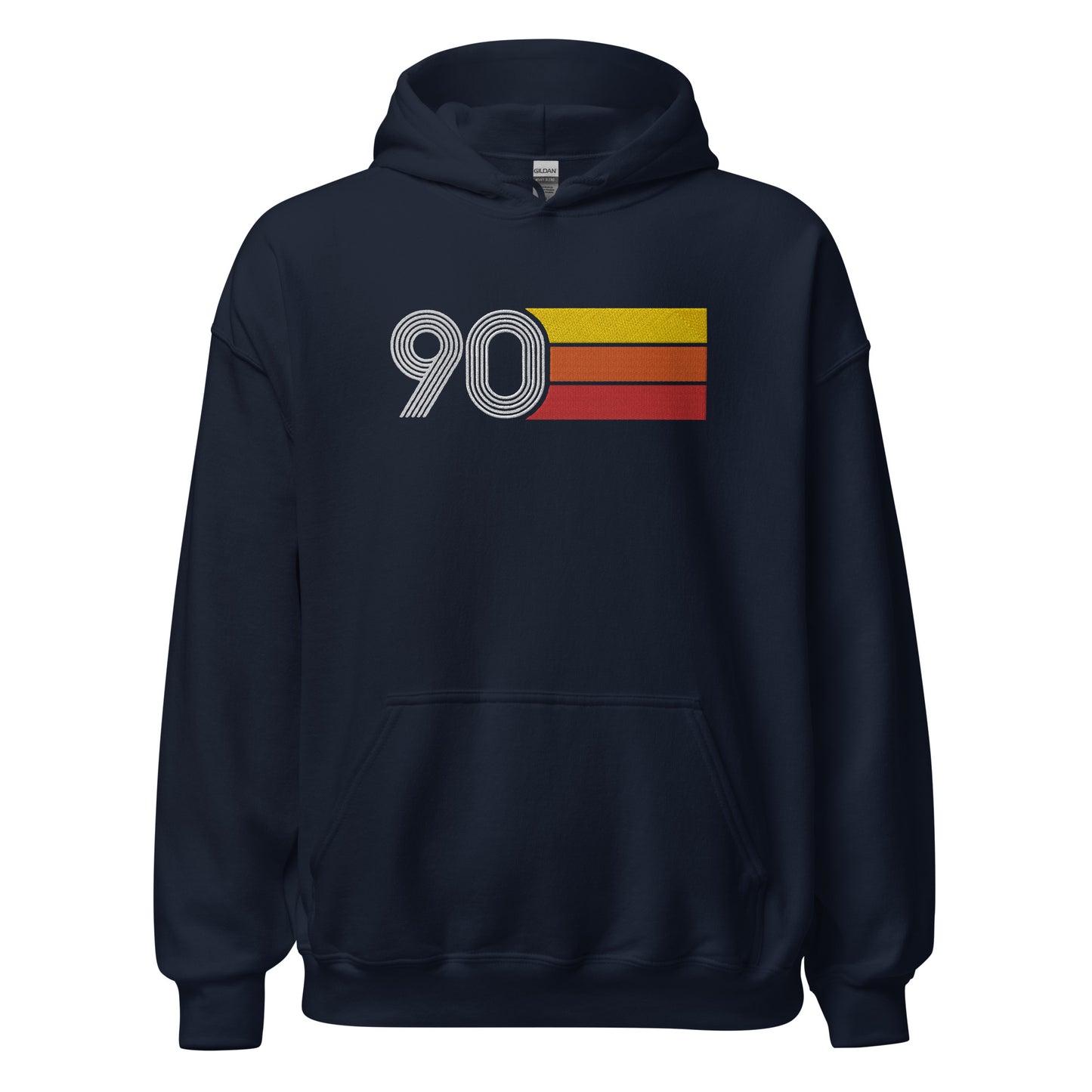 90 - Retro Tri-Line Large Embroidery Unisex Hoodie