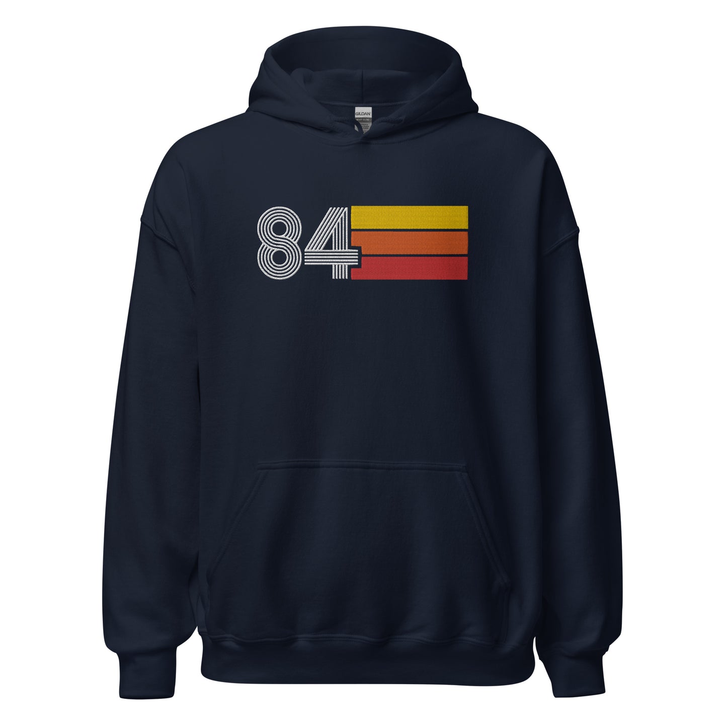 84 - Retro Tri-Line Large Embroidery Unisex Hoodie