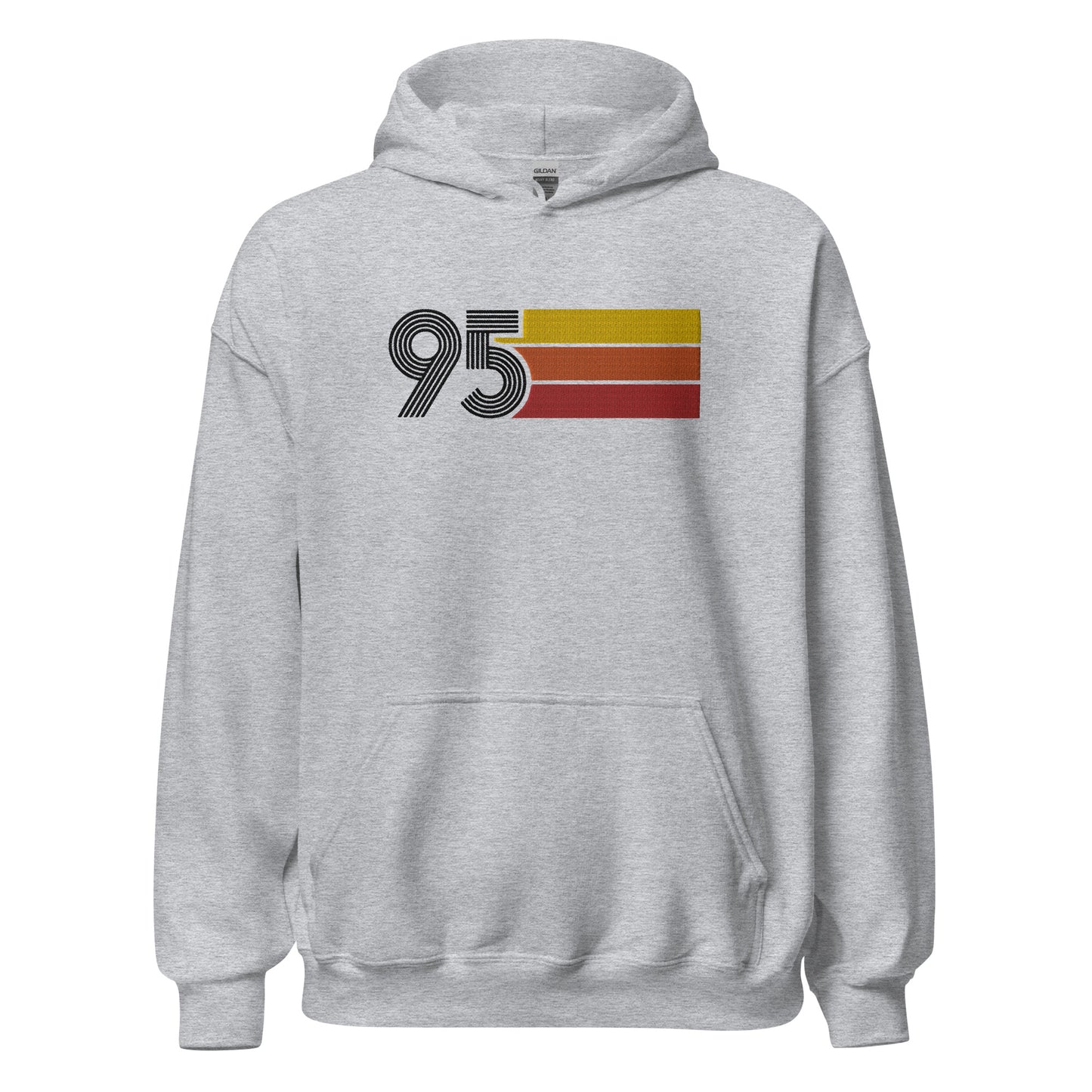 95 - Retro Tri-Line Large Embroidered Front Unisex Hoodie