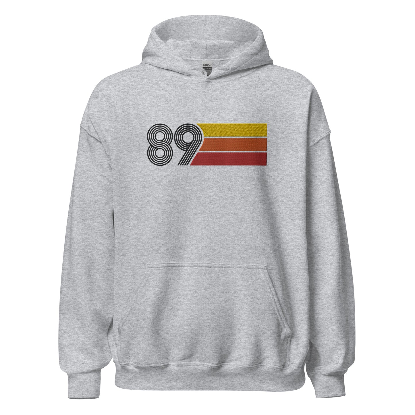 89 - Retro Tri-Line Large Embroidery Unisex Hoodie