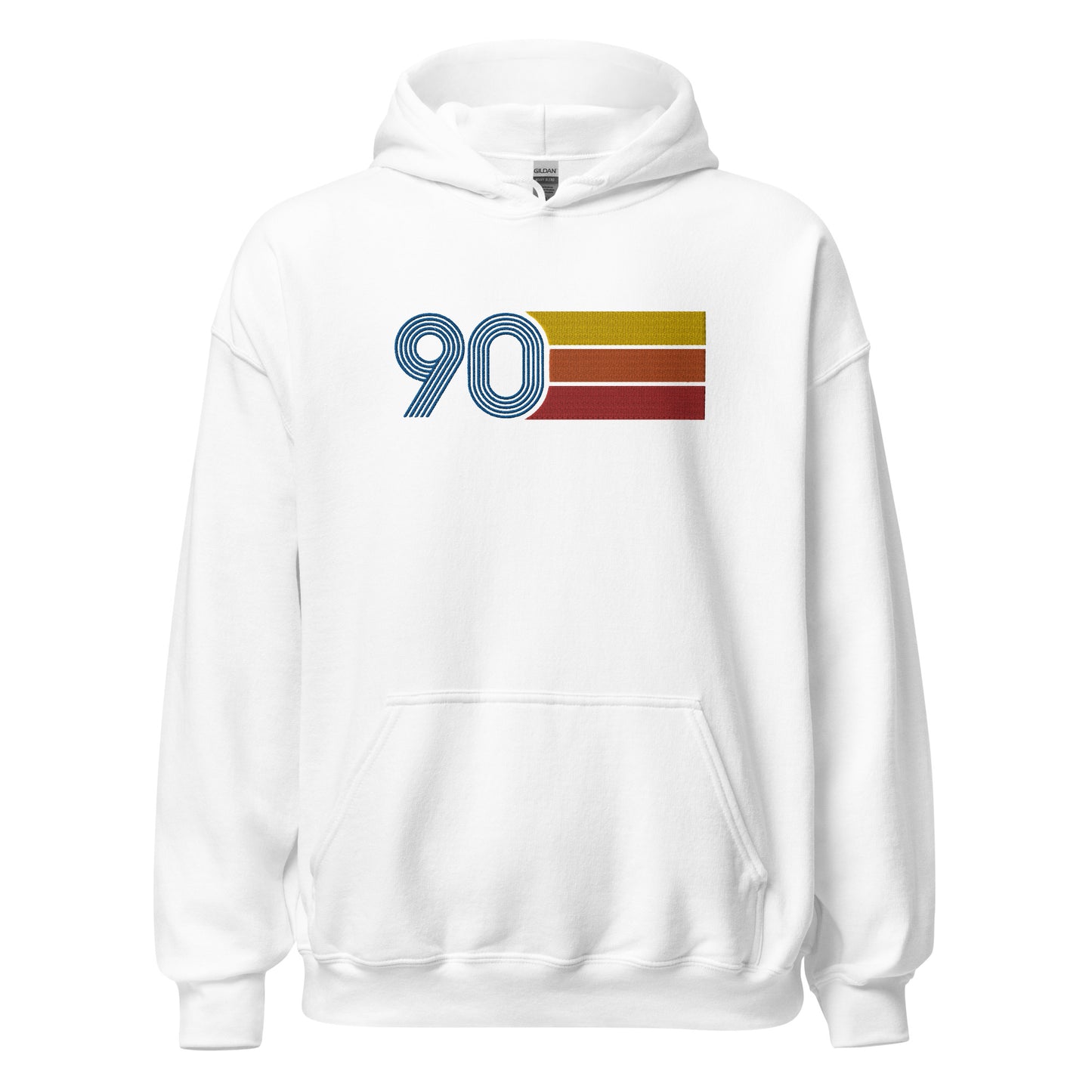 90 - Retro Tri-Line Large Embroidery Unisex Hoodie