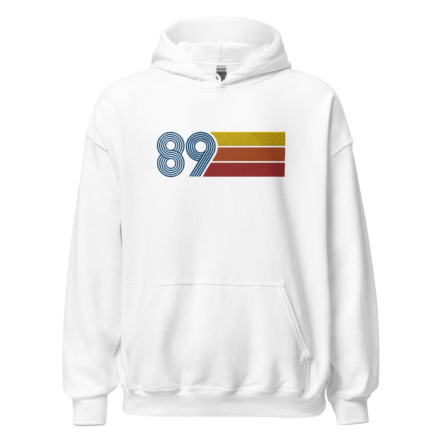 89 - Retro Tri-Line Large Embroidery Unisex Hoodie