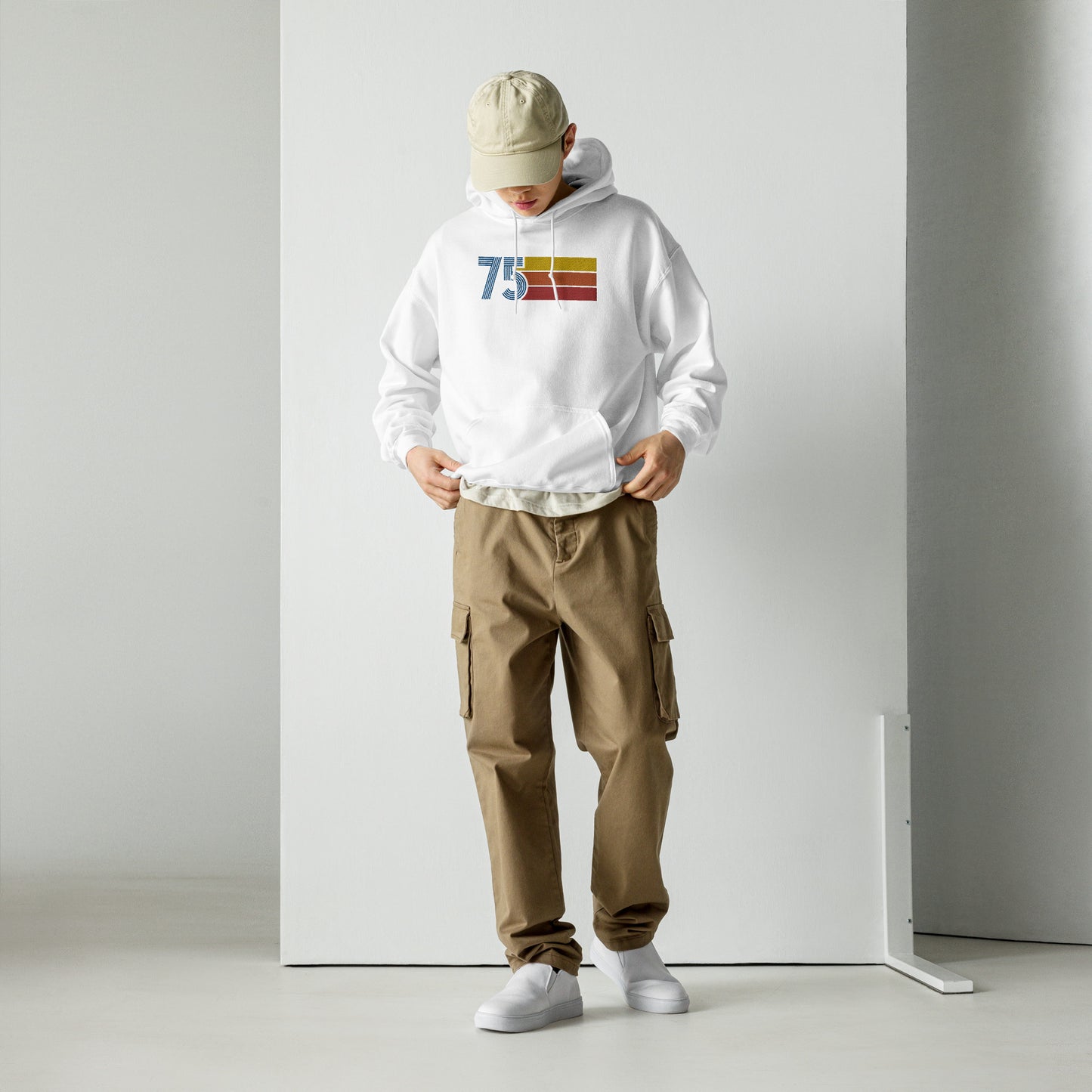 75 - Retro Tri-Line Large Embroidery Unisex Hoodie