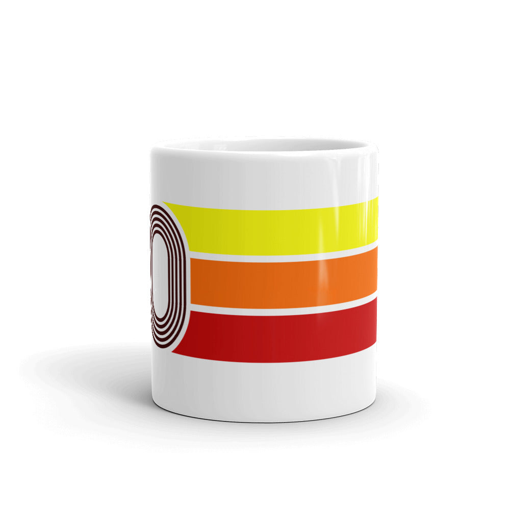 90 - 1990 Retro Tri-Line 11oz White glossy mug