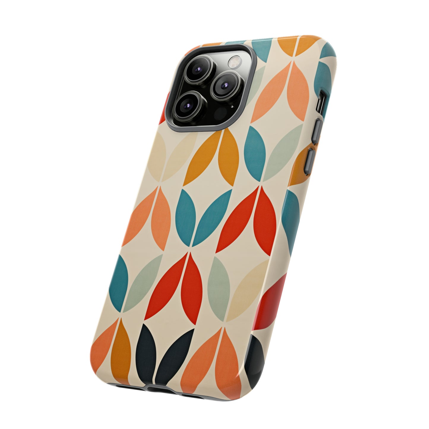 Mid-Century Modern Petals: A Retro Geometric Tapestry Tough Phone Cases