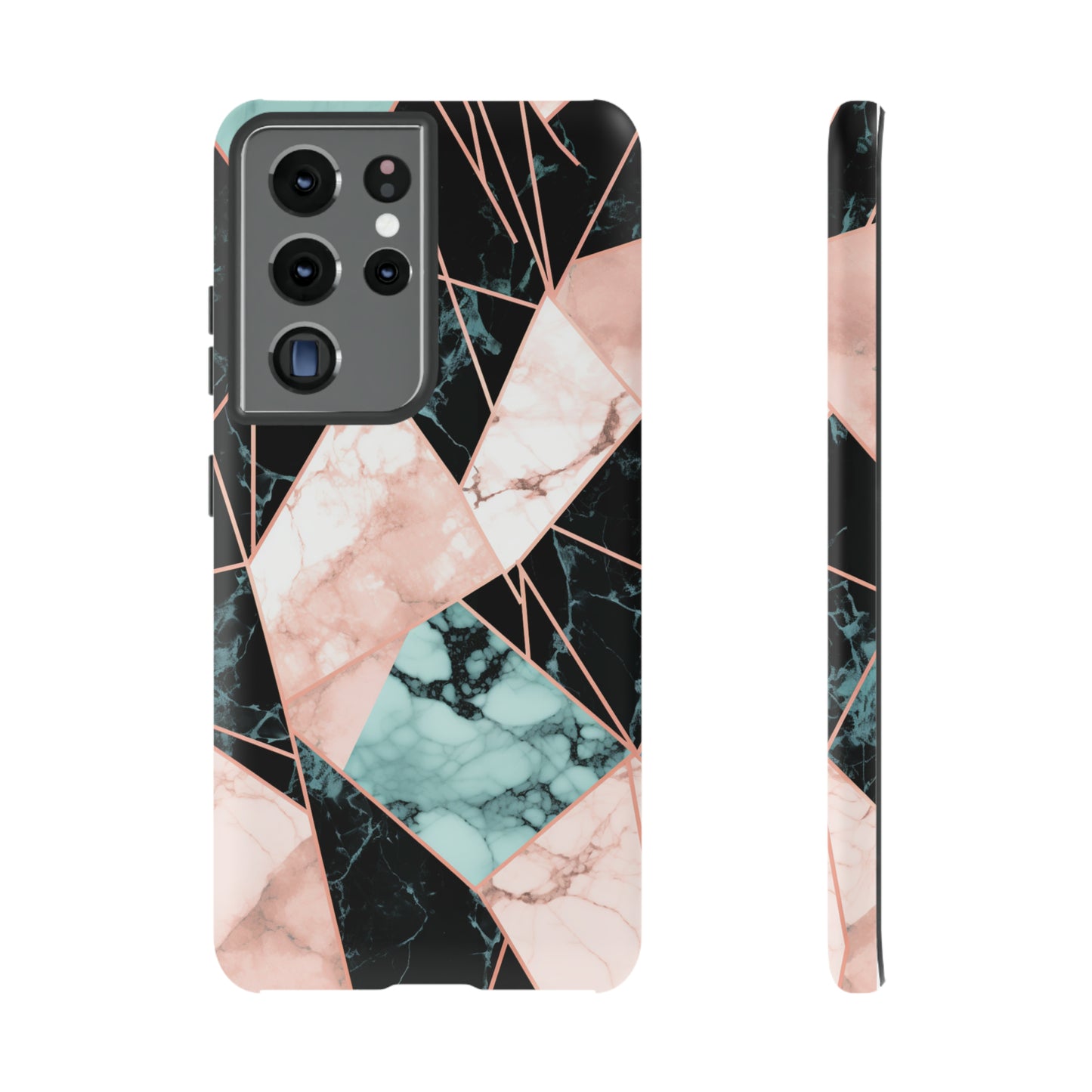 Geometric Elegance Marble and Gold Accents Tough Phone Cases