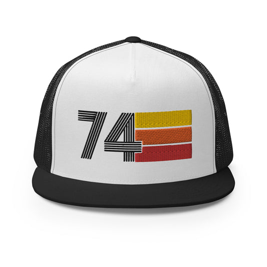 Classic Retro 1974 Flat Bill Trucker Cap