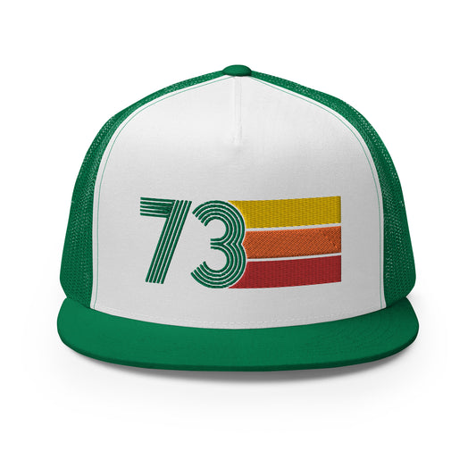 Classic Retro 1973 Flat Bill Trucker Cap