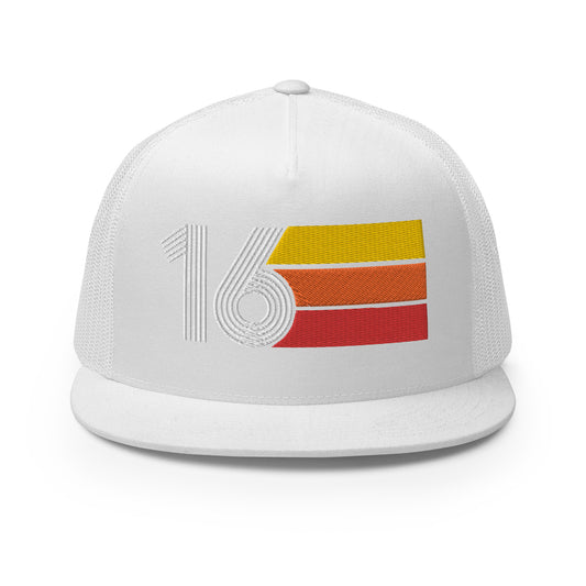 Classic Retro 2016 Flat Bill Trucker Cap