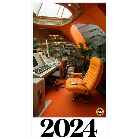 2024 Retro Futuristic Office Wall Calendar