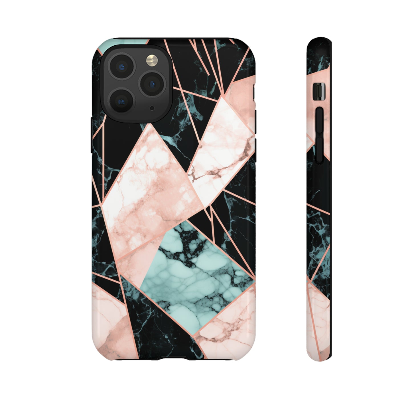 Geometric Elegance Marble and Gold Accents Tough Phone Cases