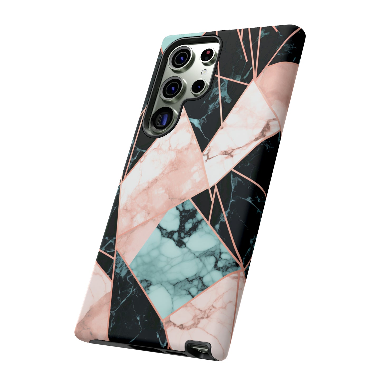 Geometric Elegance Marble and Gold Accents Tough Phone Cases