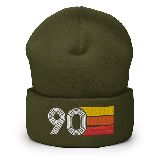 90 Number 1990 Birthday Retro Men's Women's Cuffed Beanie
