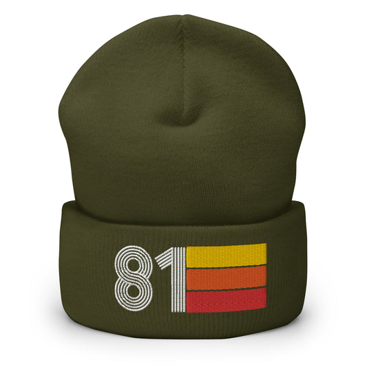 81 Number 1981 Birthday Retro Men's Women's Cuffed Beanie