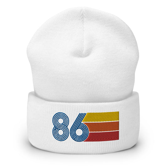 86 Number 1986 Birthday Retro Men's Women's Cuffed Beanie