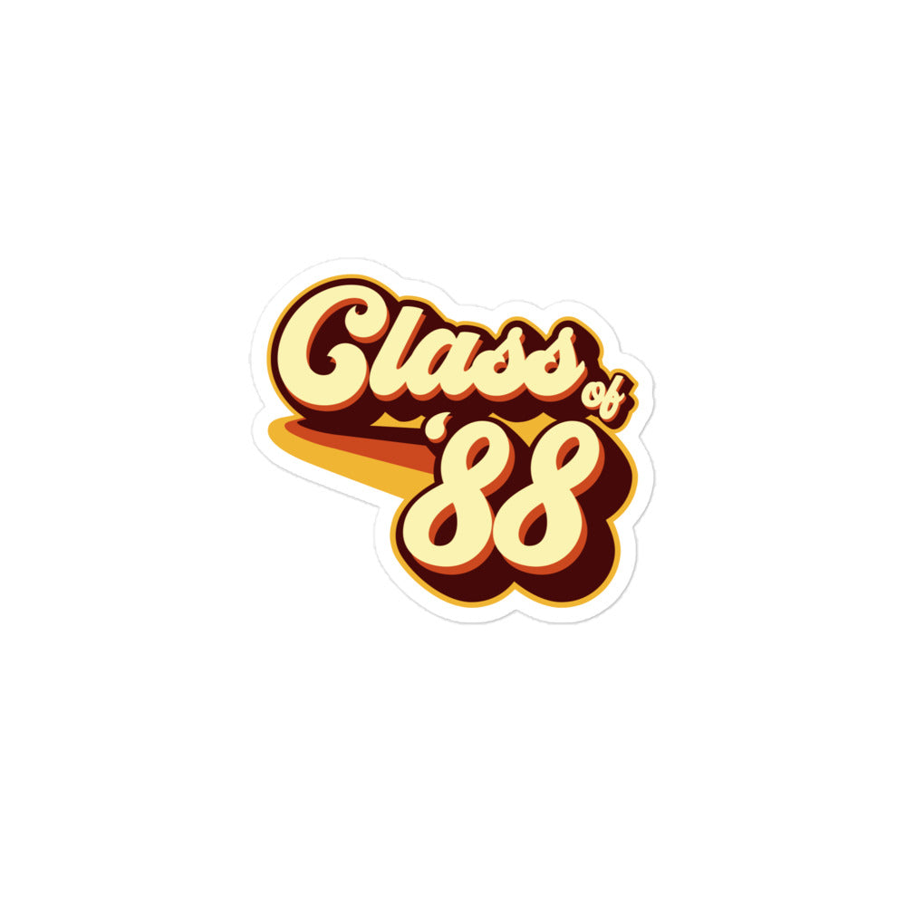Class of 88 Graduation Retro 1988 Reunion Bubble-free stickers