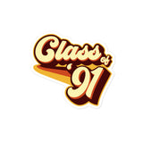 Class of 91 Graduation Retro 1991 Reunion Bubble-free stickers