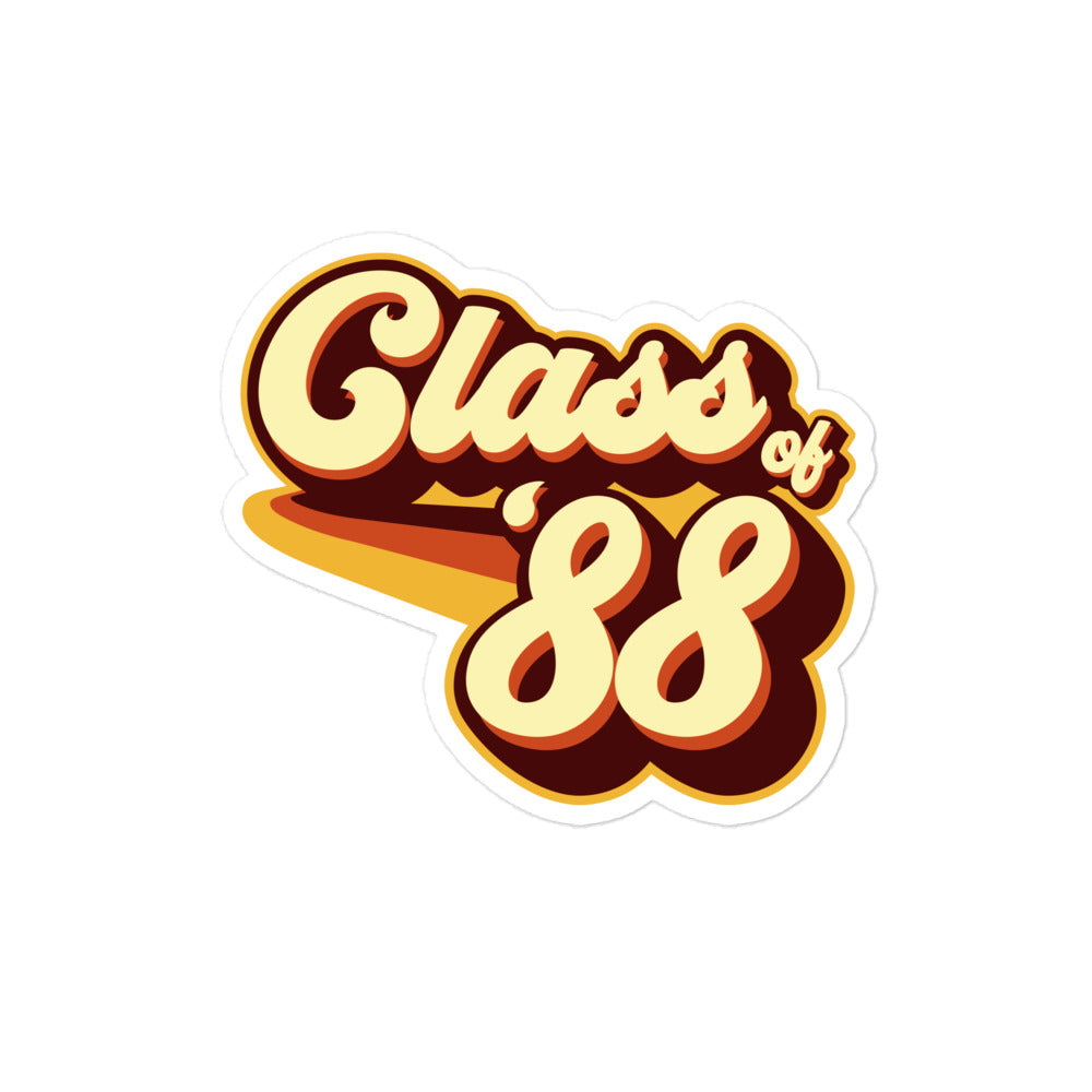 Class of 88 Graduation Retro 1988 Reunion Bubble-free stickers