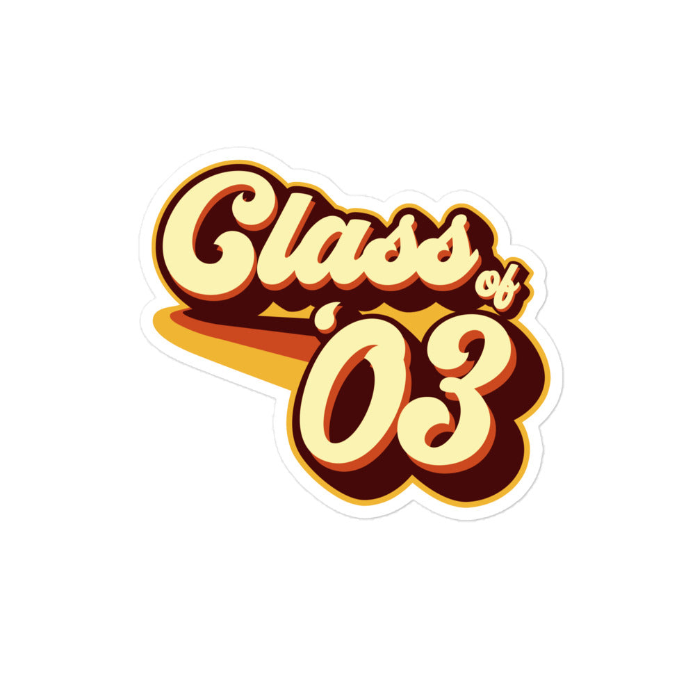 Class of 03 Graduation Retro 2003 Bubble-free stickers