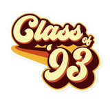 Class of 93 Graduation Retro 1993 Reunion Bubble-free stickers