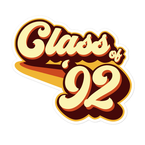 Class of 92 Graduation Retro 1992 Reunion Bubble-free stickers