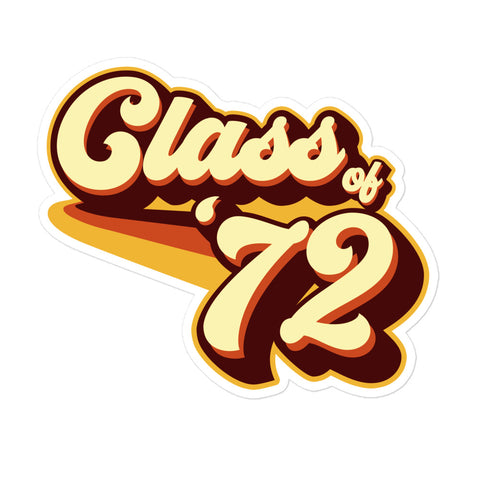 Class of 72 Graduation Retro 1972 Reunion Bubble-free stickers