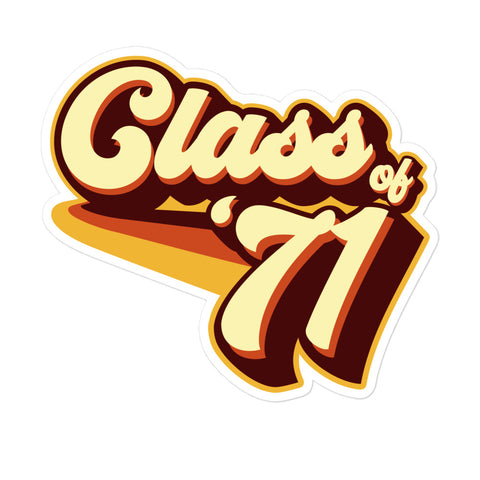 Class of 71 Graduation Retro 1971 Reunion Bubble-free stickers